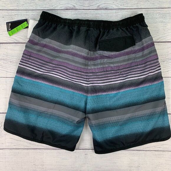 Burnside sz XL Swim Trunks Inner Liner Striped Design Elastic Waist Inseam 9" - Picture 6 of 8